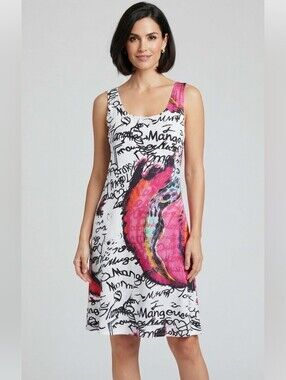 Tango Mango Abstract Graphic Sleeveless A-line Dress-Bold Art Print-Size S